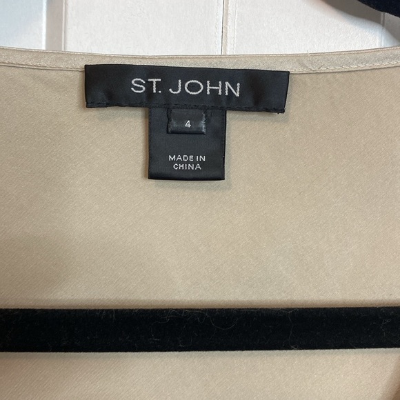 St.John | Champagne Cream Silk Draped sleeveless Women's Top - US4 - PTP 16in - Picture 2 of 6